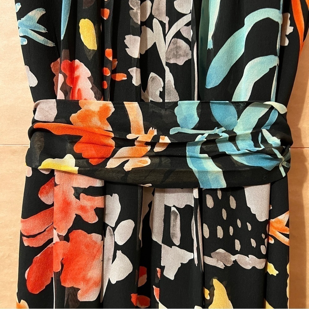 Lafayette 148 | Nia Blooming Eden Silk Midi Dress Pleated Tie Waist Size M - Picture 15 of 15